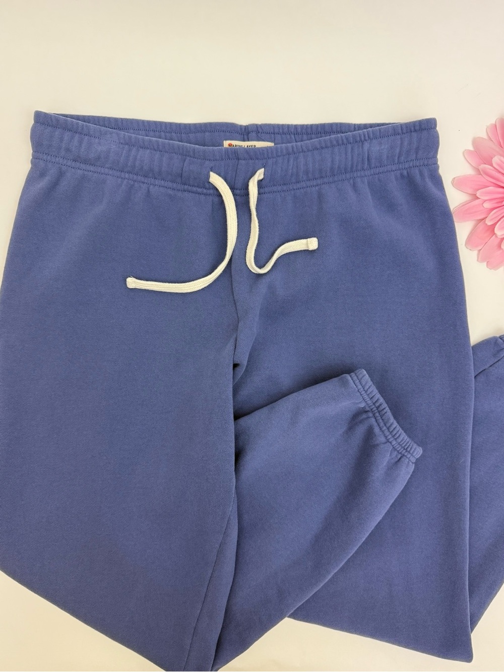 Marine Layer Fleece French Terry High Rise Jogger Sweatpants Skipper Blue